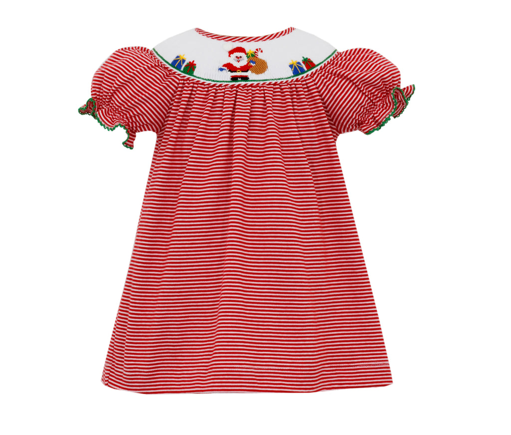 Girls Smocked Santa Dress