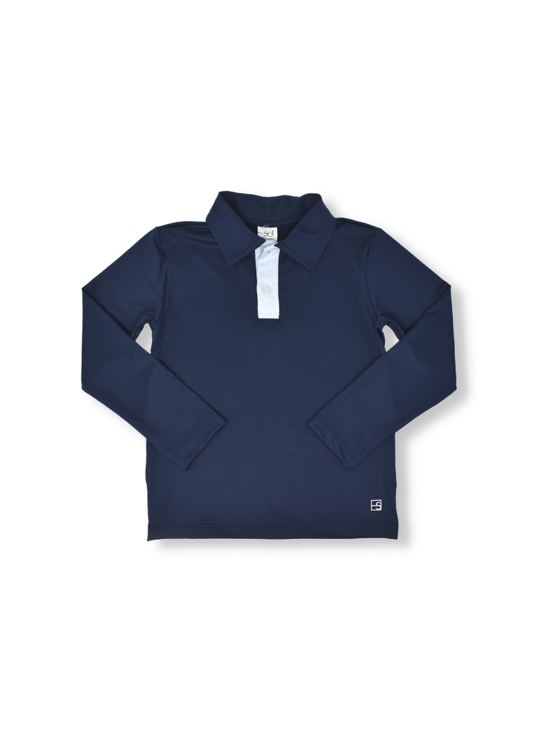 Activewear Long Sleeve Polo- Navy