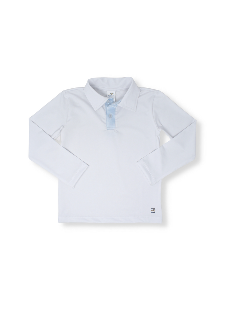 Activewear Long Sleeve Polo- White