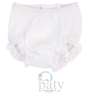 White Knit Bloomer with Lace