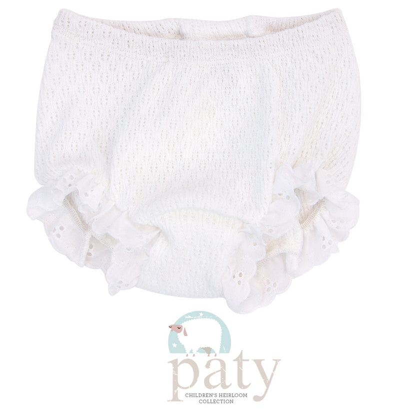 White Knit Bloomer with Lace
